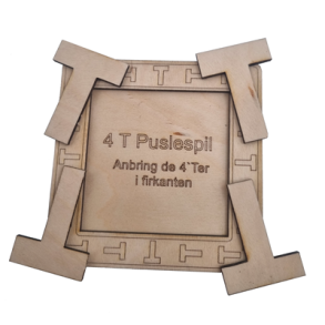 4 T Puslespil Anbring de 4`Ter i firkanten, mler 100 x 100 mm